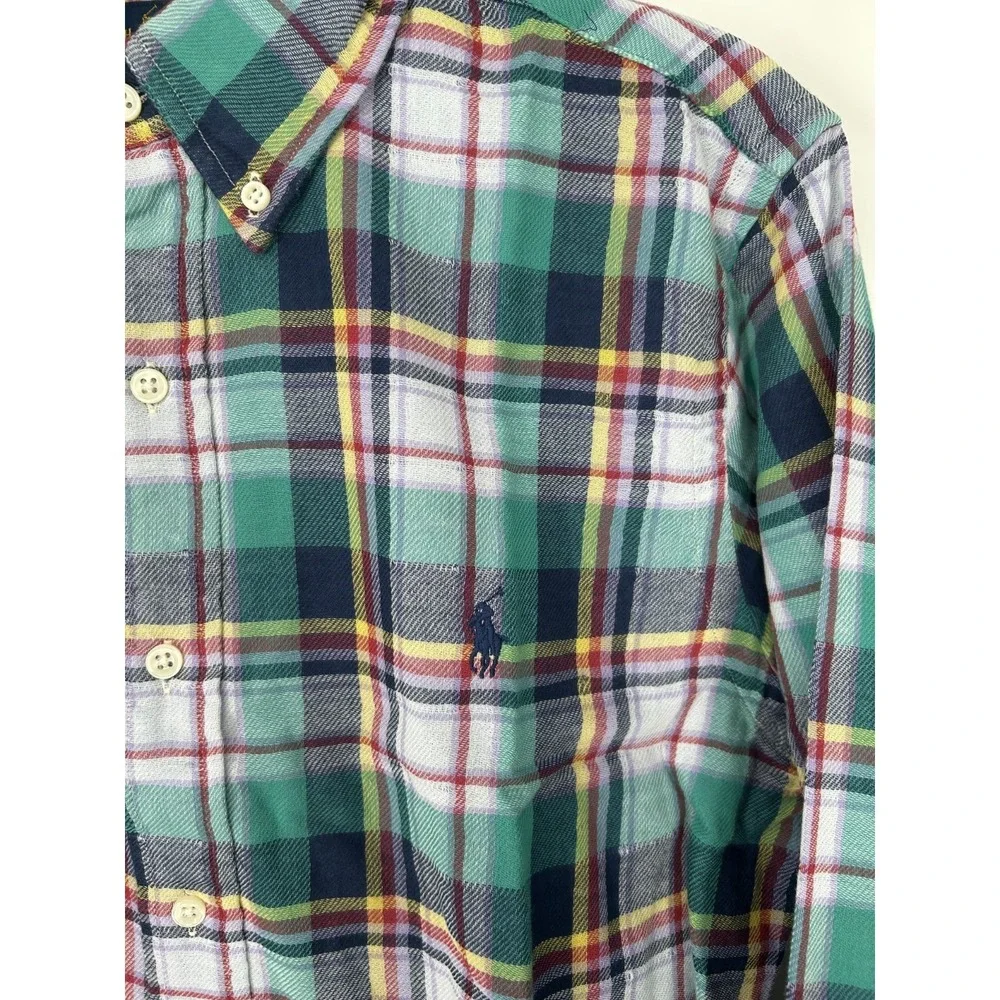 Polo Ralph Lauren Colorful Long‎ Sleeve Button Down Shirt Plaid Pony Mens Small